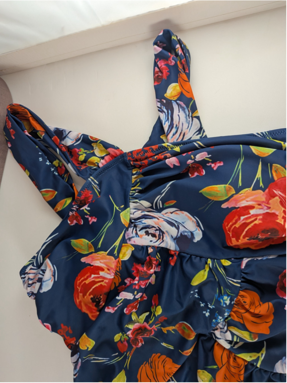 Cupshe Navy Floral One Piece Swimsuit L - Picture 5 of 9